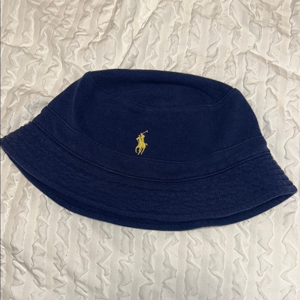 Ralph Lauren Dark Blue Bucket Hat with Yellow Emblem